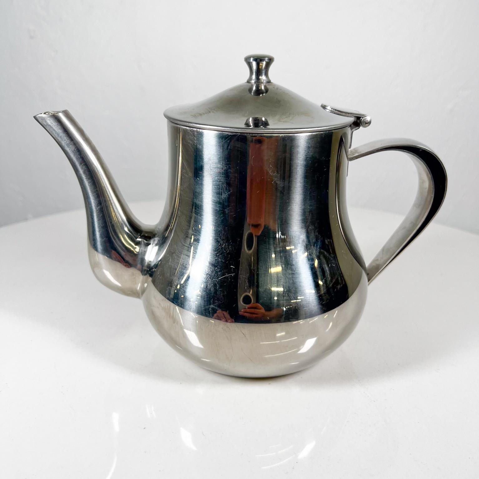 Mid-Century Modern Vintage Sculptural Stainless-Steel Personal Tea Pot Pitcher