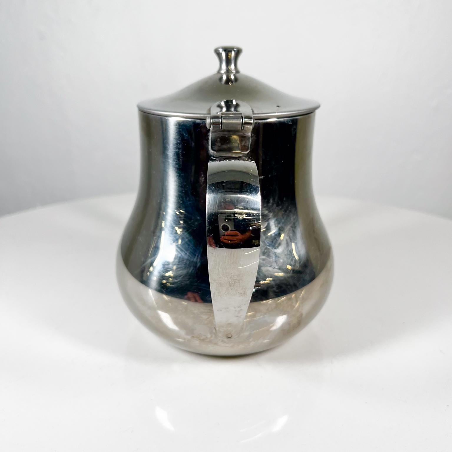 20th Century Vintage Sculptural Stainless-Steel Personal Tea Pot Pitcher