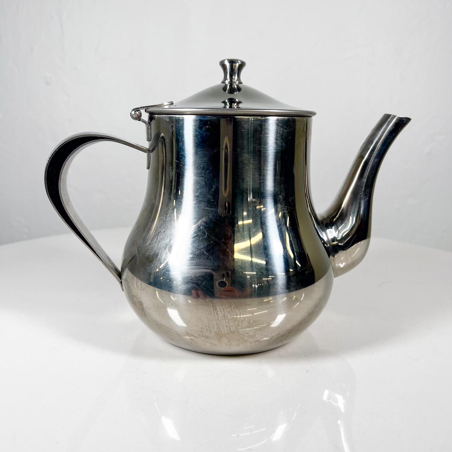 Stainless Steel Vintage Sculptural Stainless-Steel Personal Tea Pot Pitcher