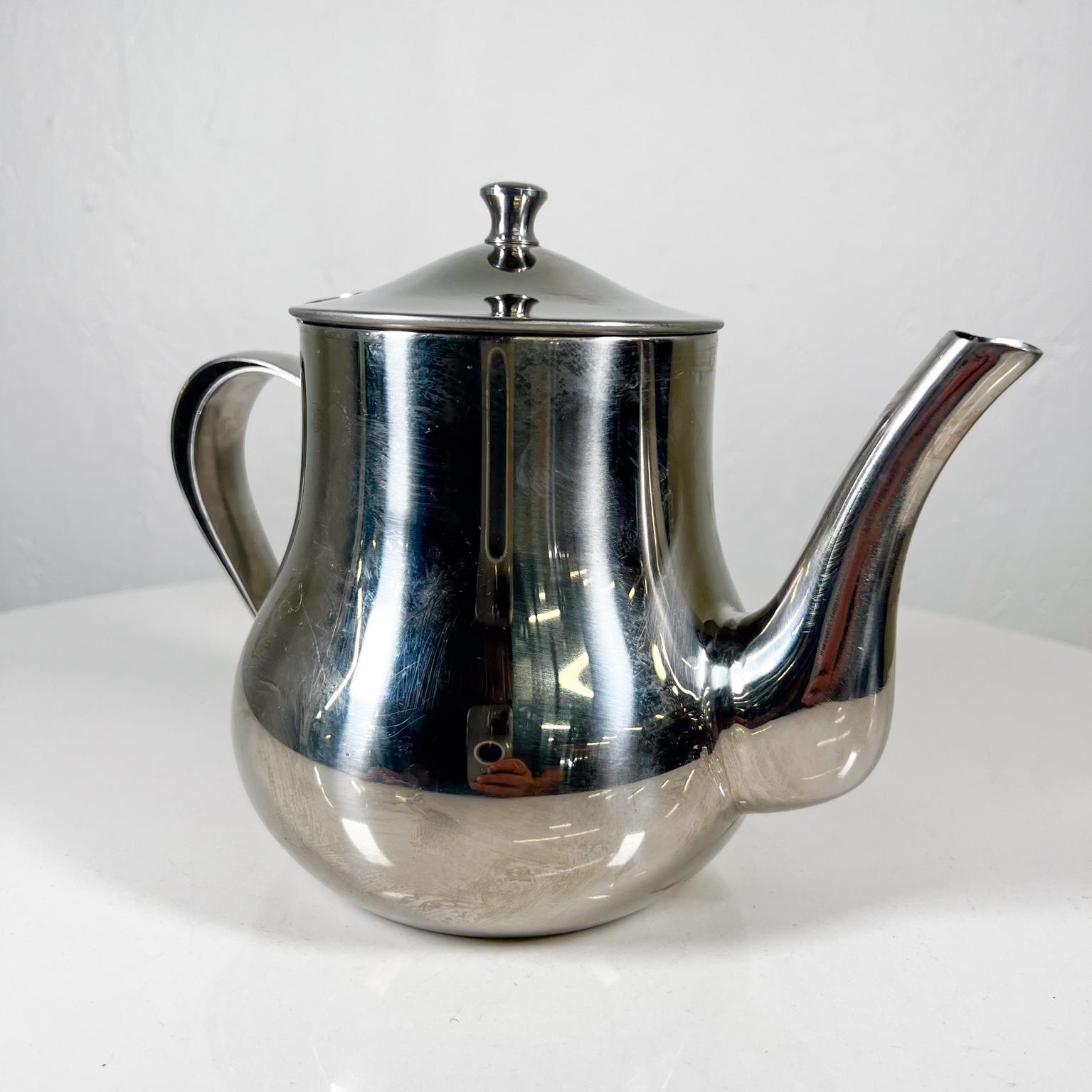 Vintage Sculptural Stainless-Steel Personal Tea Pot Pitcher 1