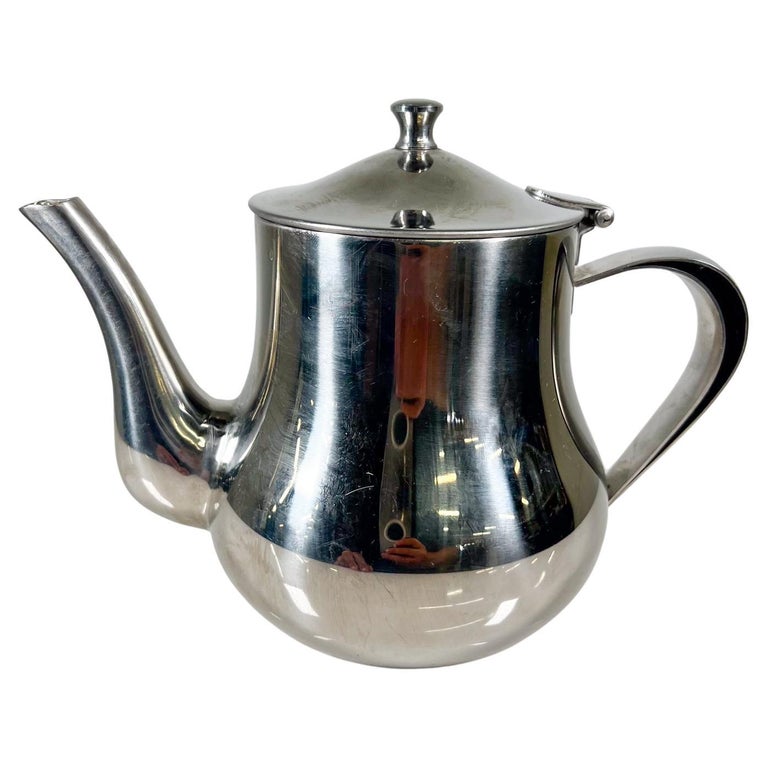 Vintage Sculptural Stainless-Steel Personal Tea Pot Pitcher at 1stDibs