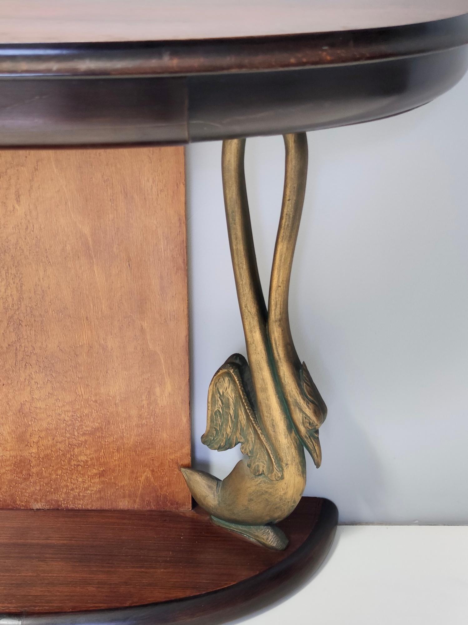 Vintage Sculptural Swan Motif Canaletto Walnut Console Table by Dassi, Italy 3