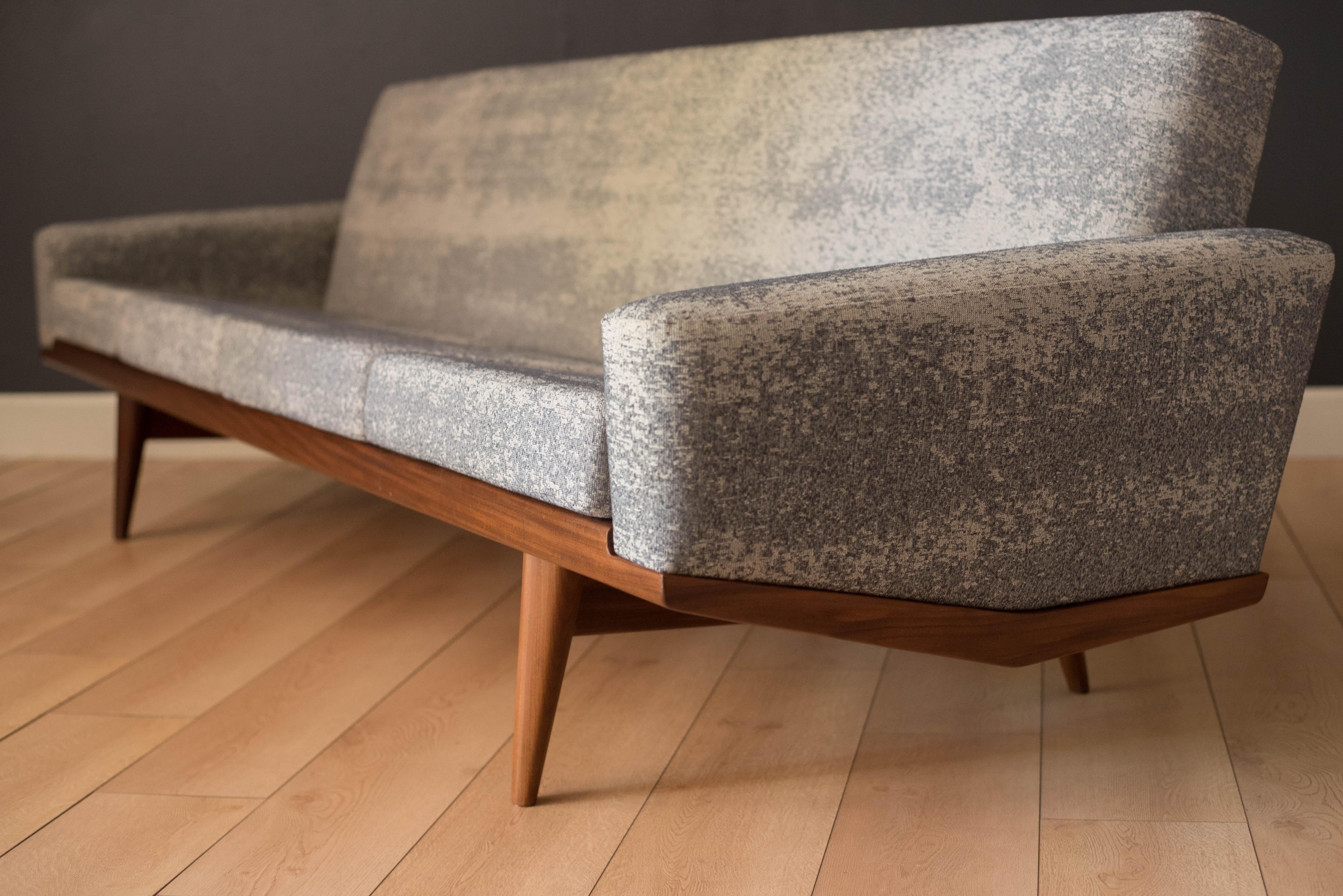 Fabric Vintage Sculptural Teak Bramin Sofa by H.W. Klein for NA Jorgensens Mobelfabrik