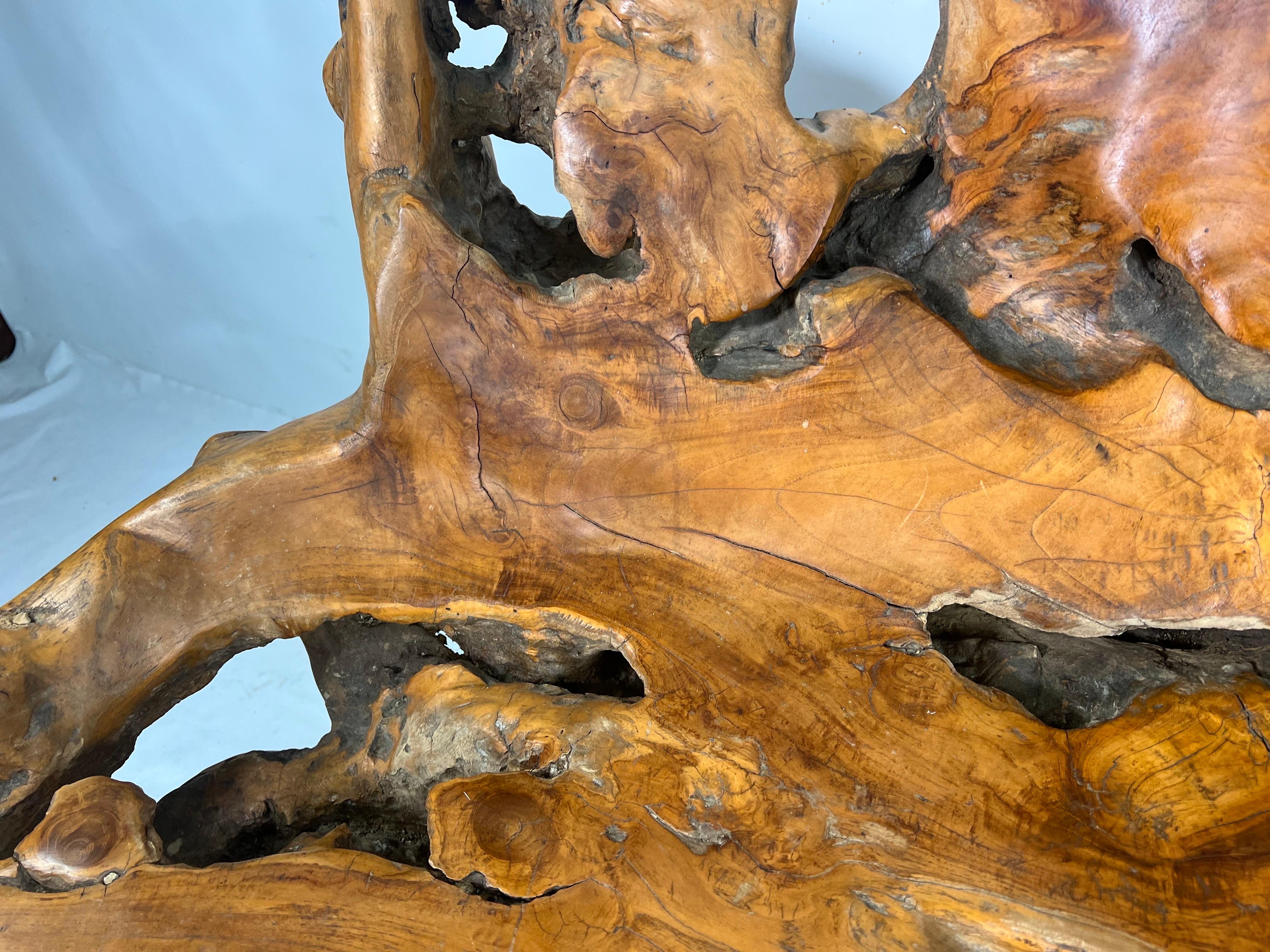Vintage Sculptural Teak Root Tree Bench In Good Condition In Esperance, NY