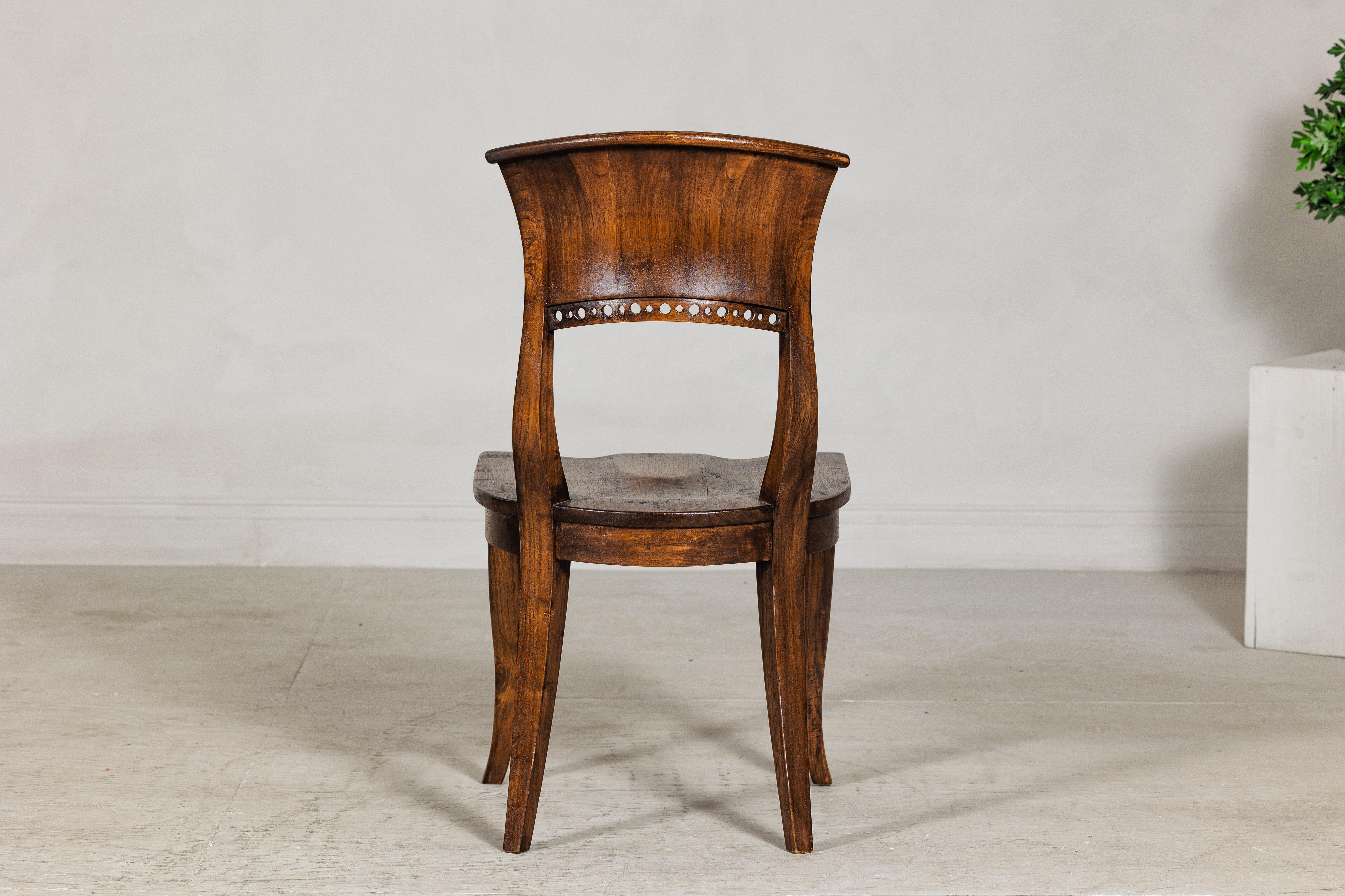 Vintage Sculptural Teak Wood Side Chair with Pierced Back Detail For Sale 4