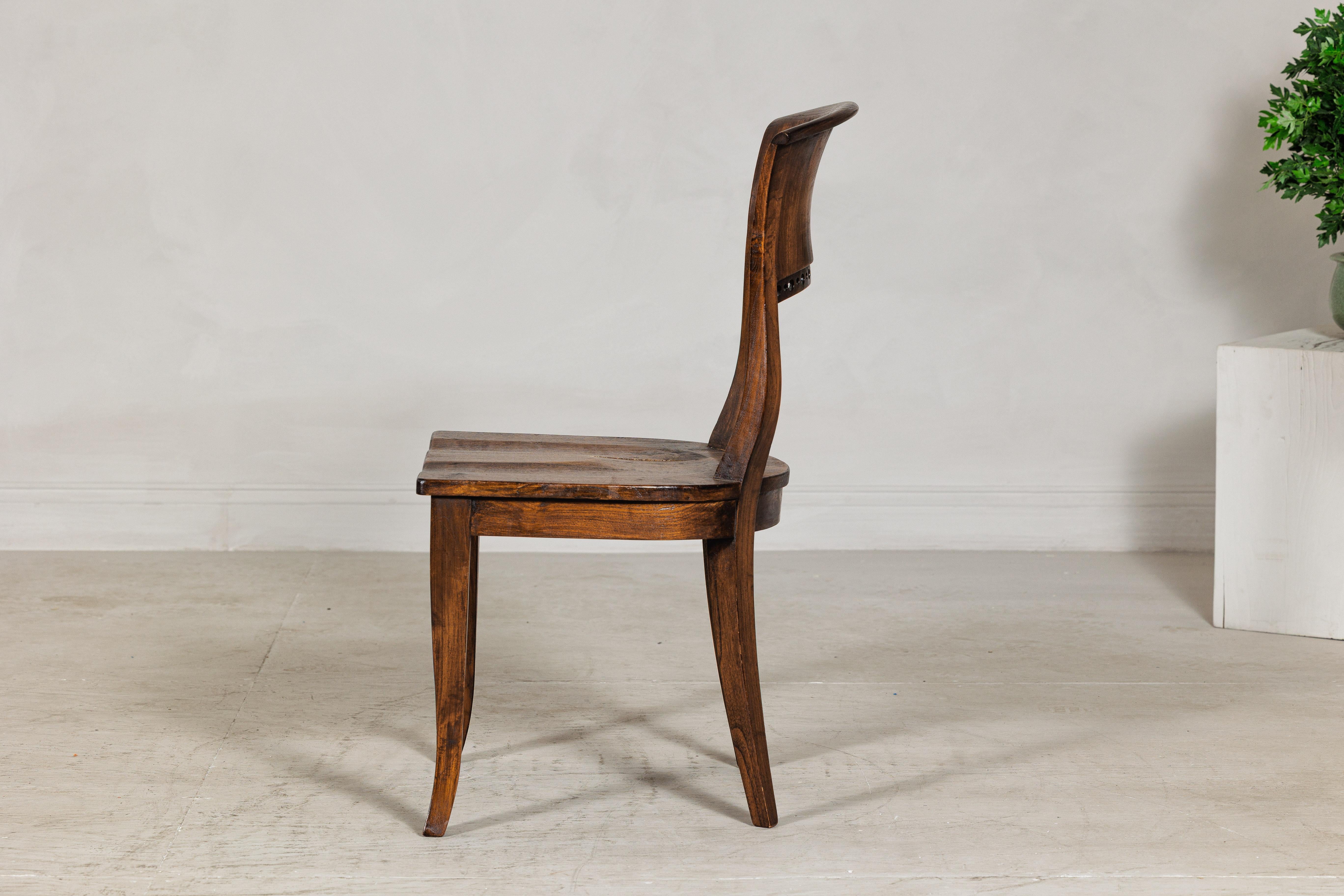 Vintage Sculptural Teak Wood Side Chair with Pierced Back Detail For Sale 5