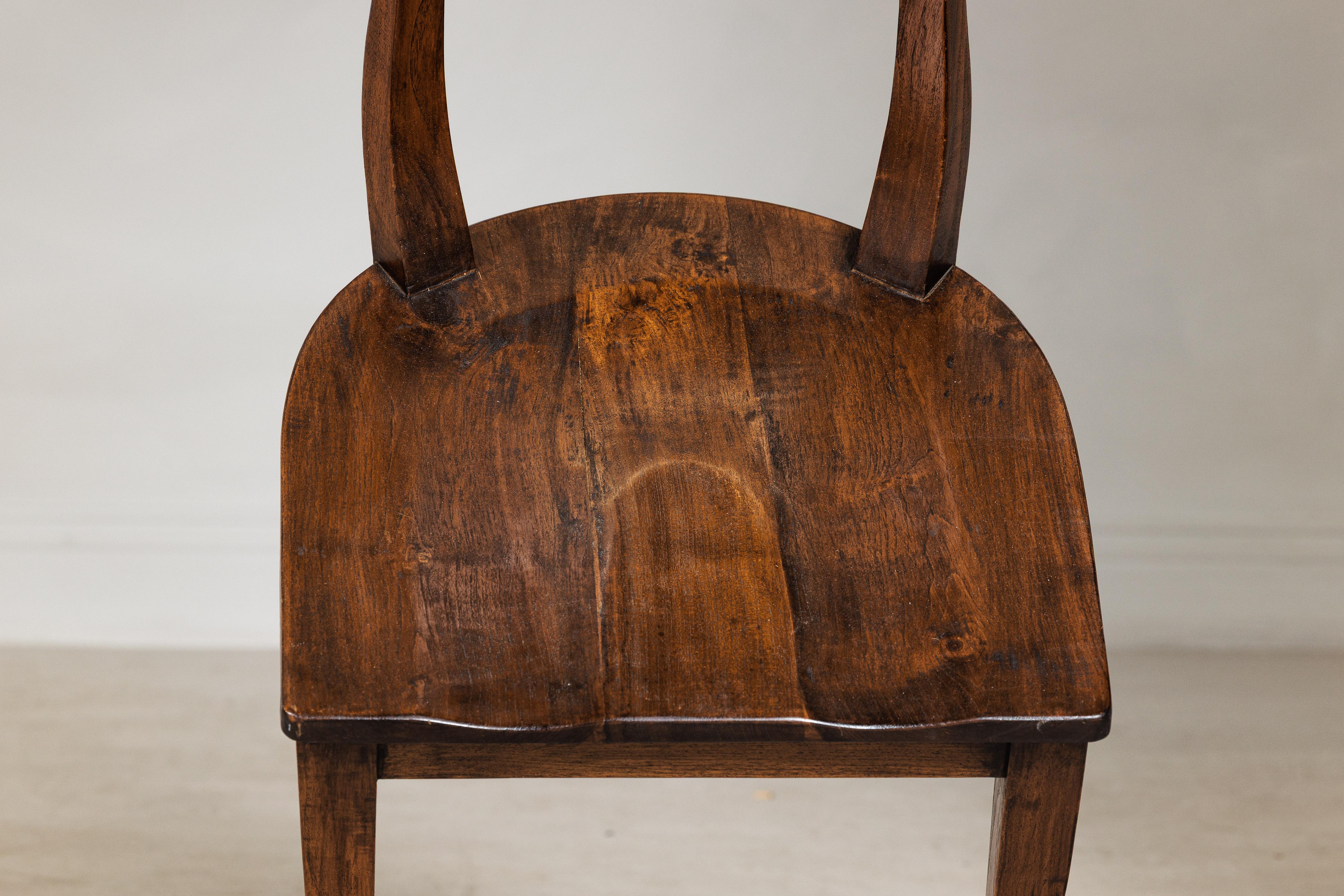 Vintage Sculptural Teak Wood Side Chair with Pierced Back Detail For Sale 6