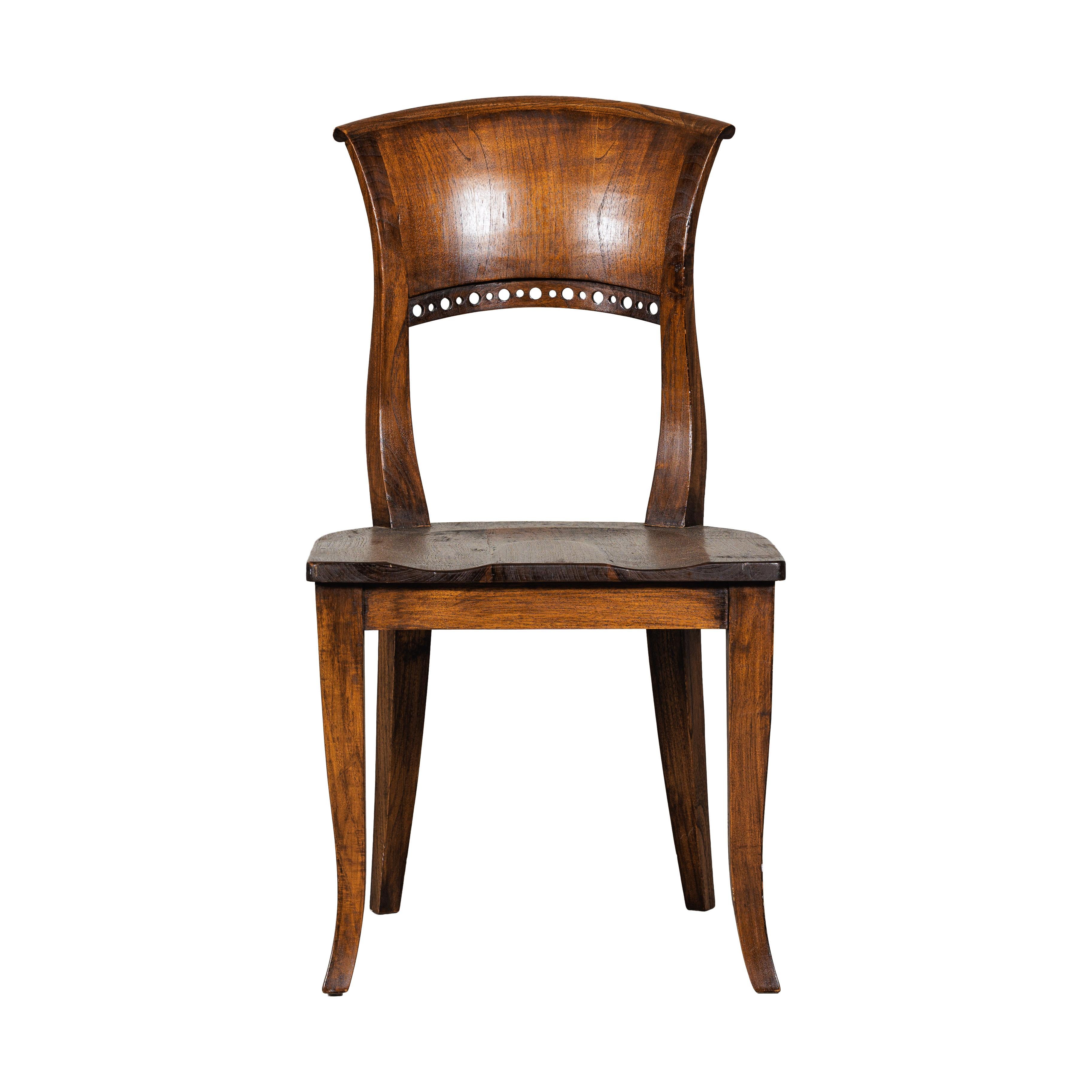 Vintage Sculptural Teak Wood Side Chair with Pierced Back Detail For Sale 8