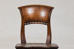 Vintage Sculptural Teak Wood Side Chair mit durchbrochener Rückenlehne Detail