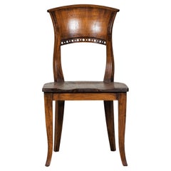 Vintage Sculptural Teak Wood Side Chair with Pierced Back Detail