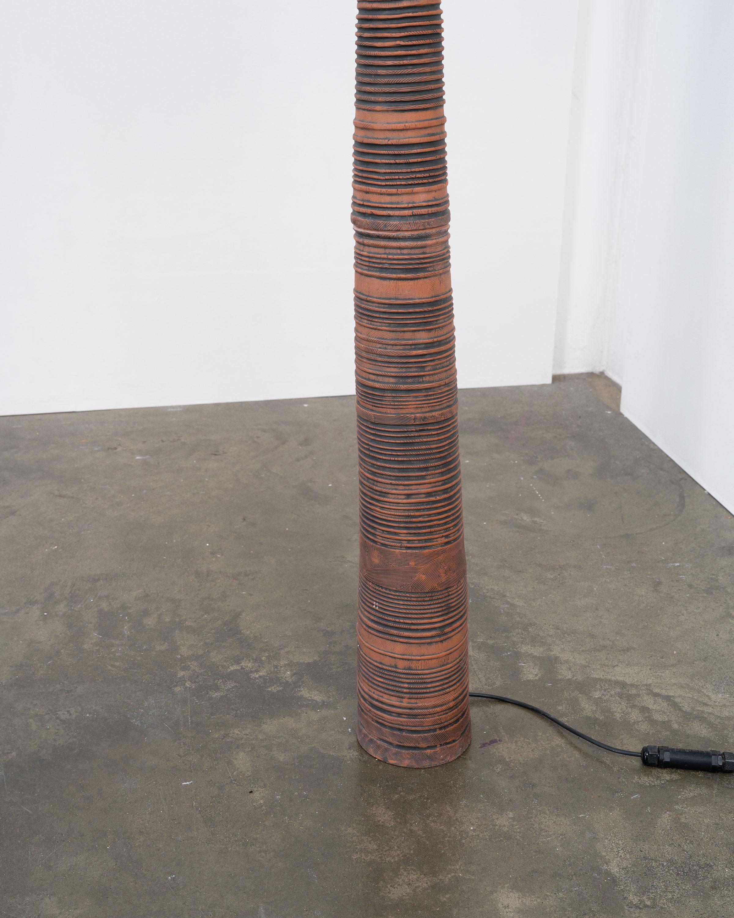 Brutalist Vintage Sculptural Terracotta Floor Lamp For Sale