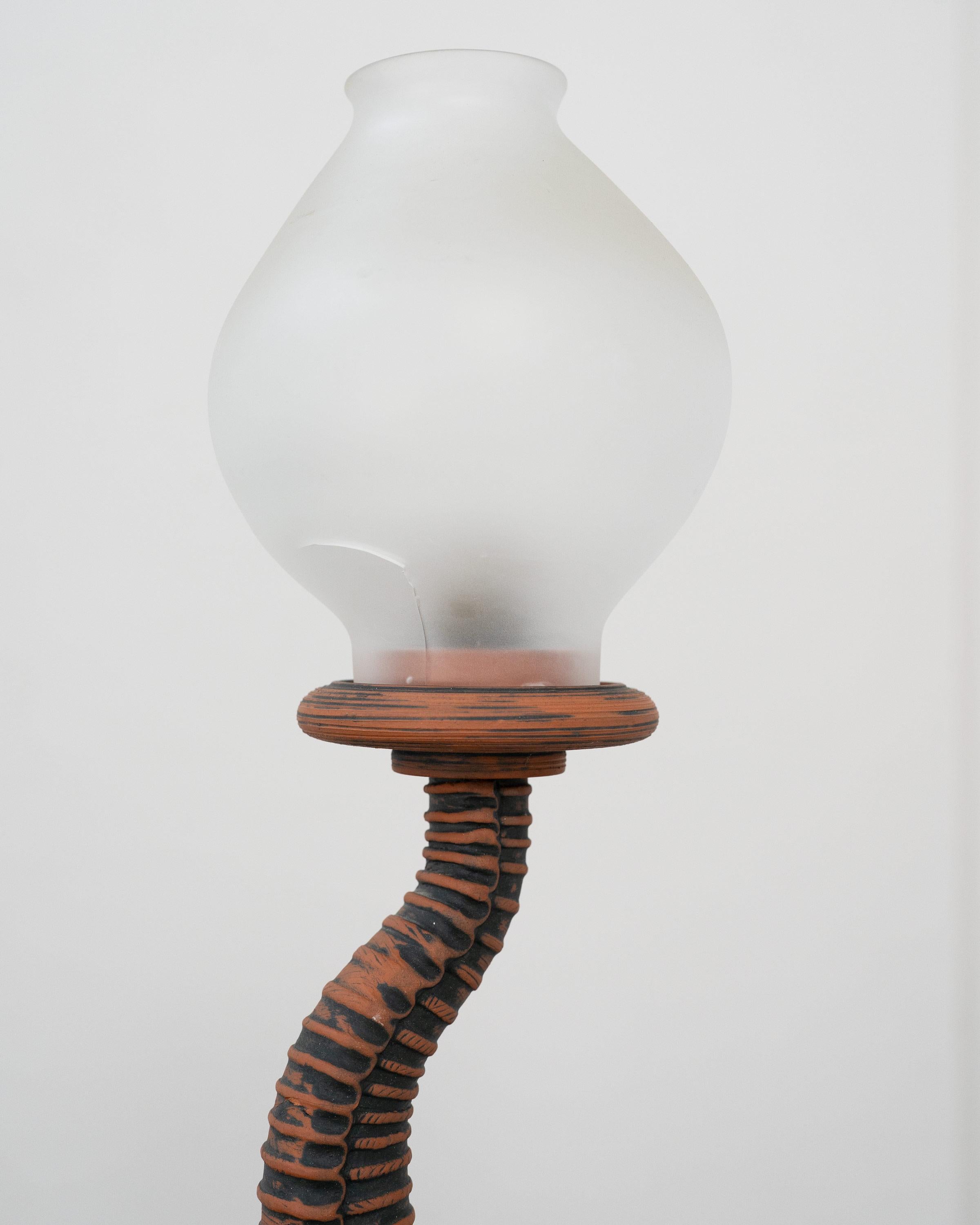 Vintage Sculptural Terracotta Floor Lamp In Good Condition For Sale In Surbiton, GB