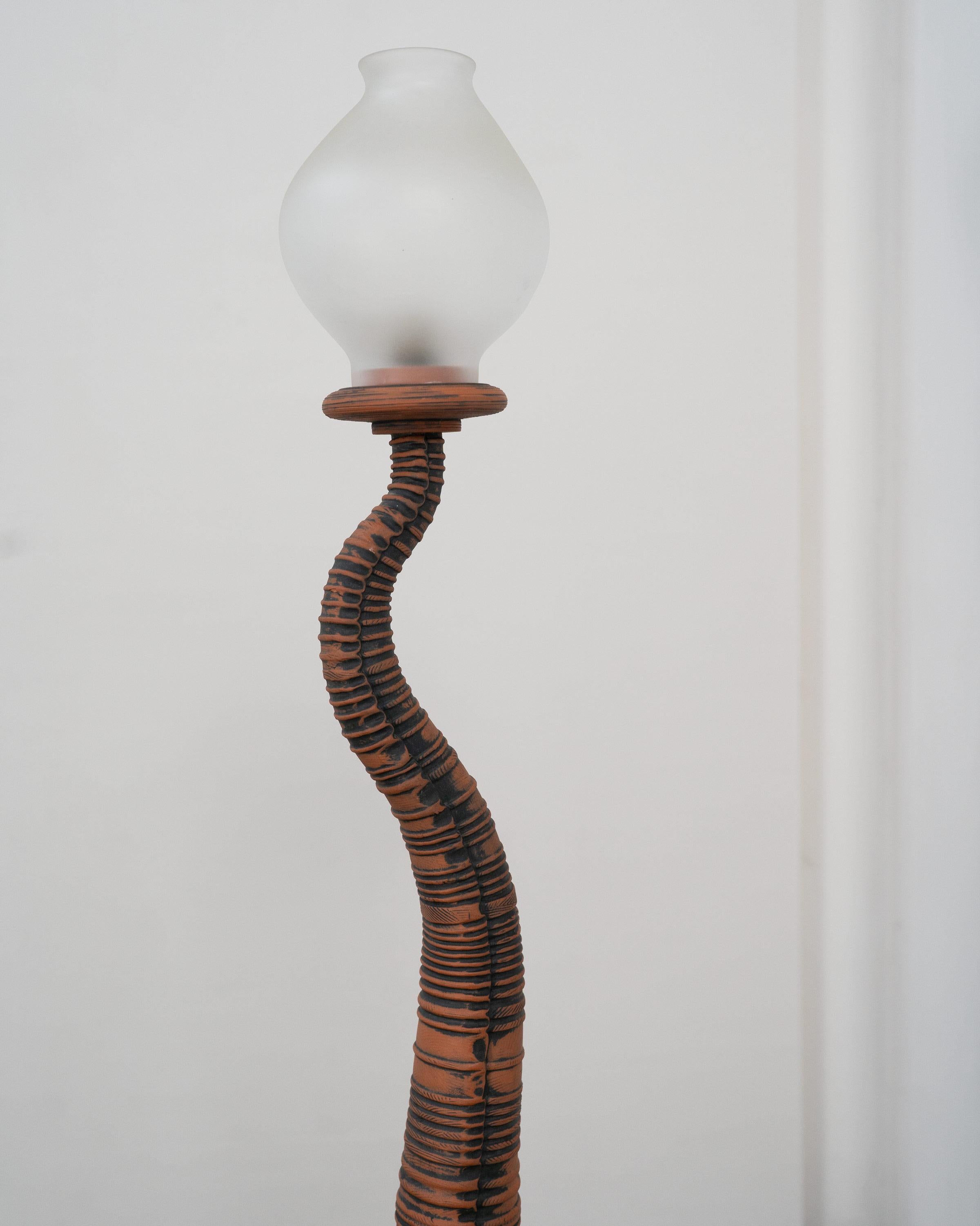 20th Century Vintage Sculptural Terracotta Floor Lamp For Sale
