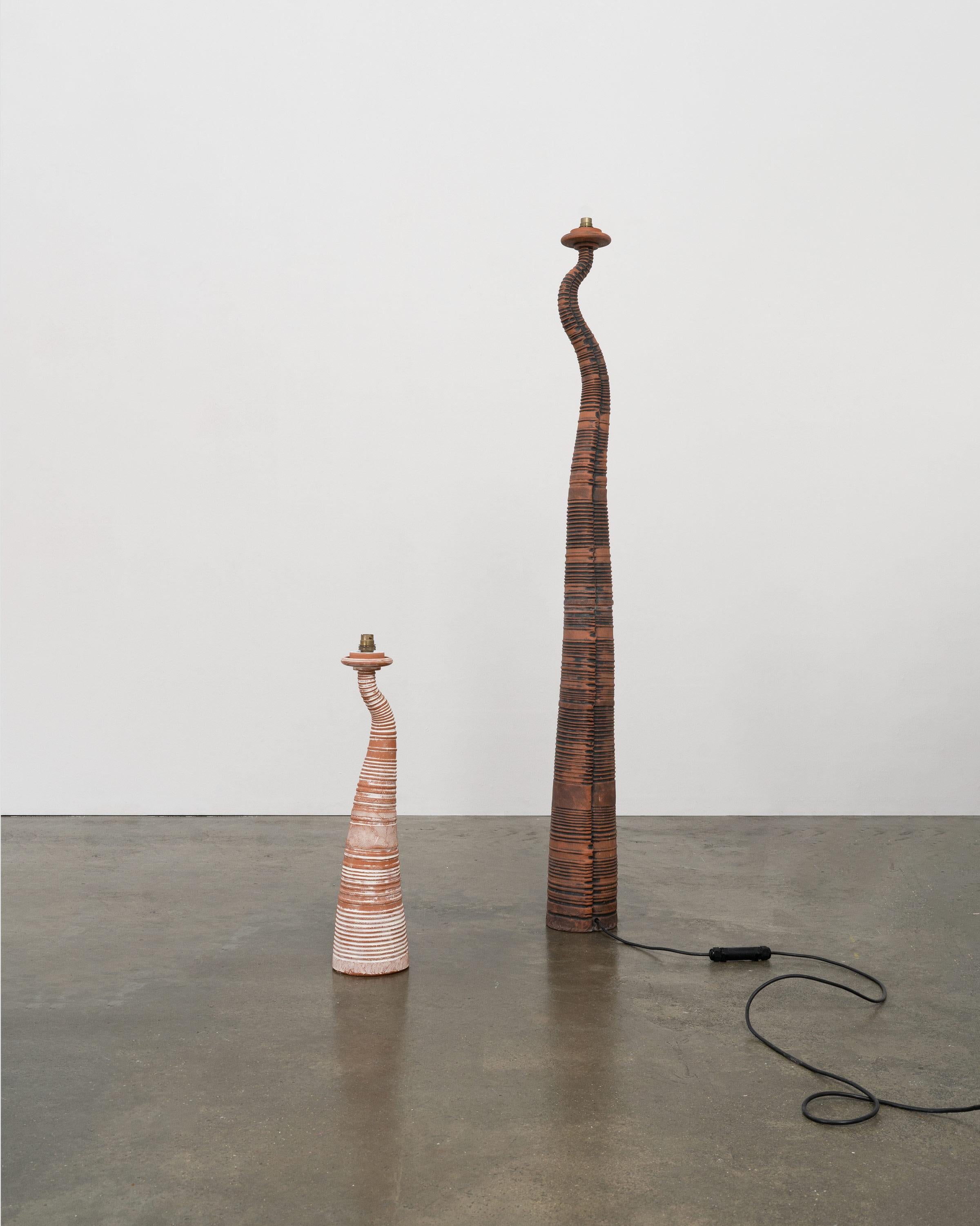Ceramic Vintage Sculptural Terracotta Floor Lamp For Sale
