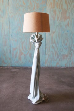 Vintage Sculptural Trompe l'Oeil Plaster "Drape" Floor Lamp After John Dickinson