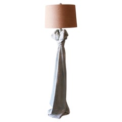Vintage Sculptural Trompe l'Oeil Plaster "Drape" Floor Lamp After John Dickinson