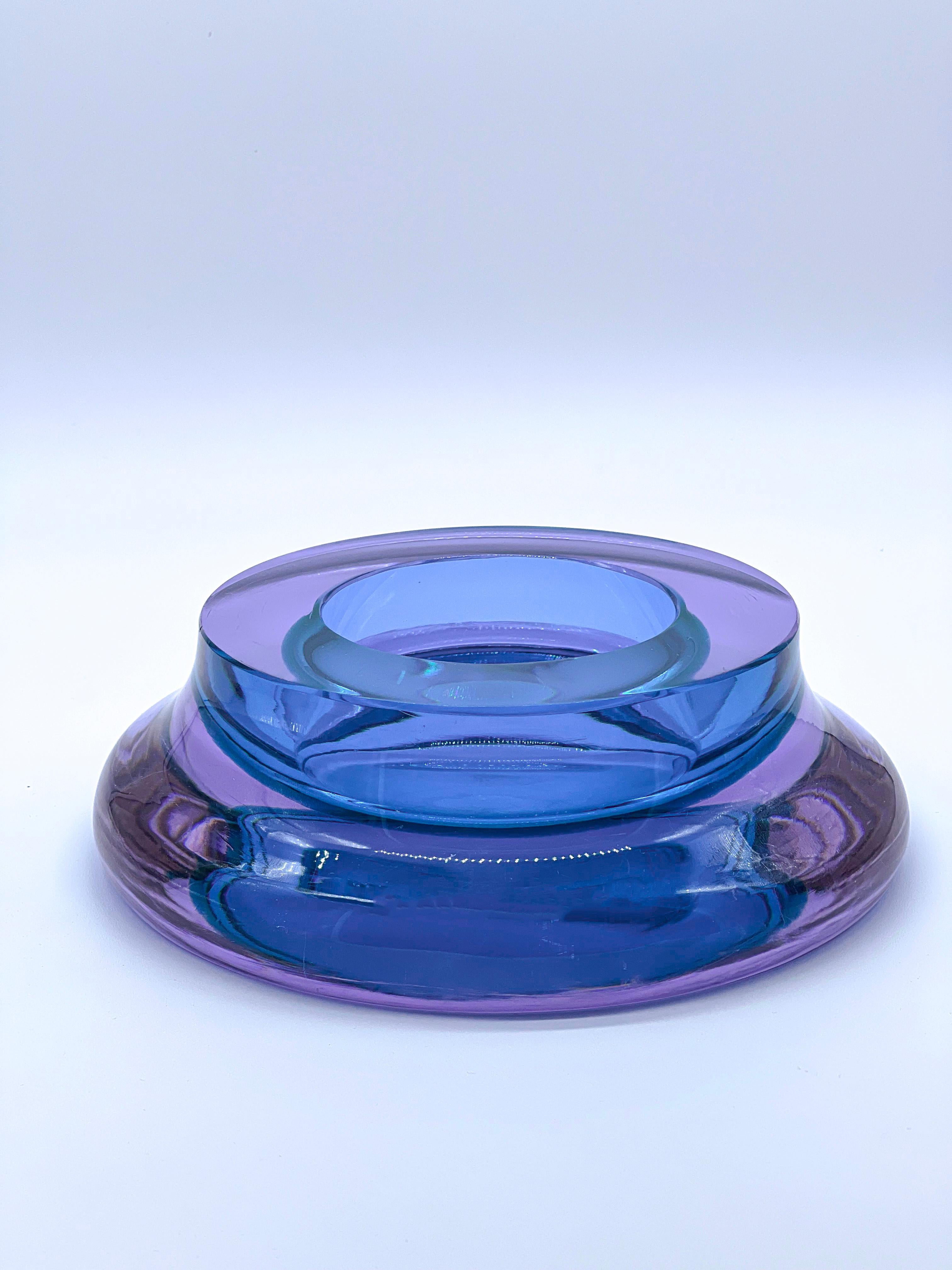 Stunning valet tray in thick Murano glass. The peculiar lavender-ish hue, known as 