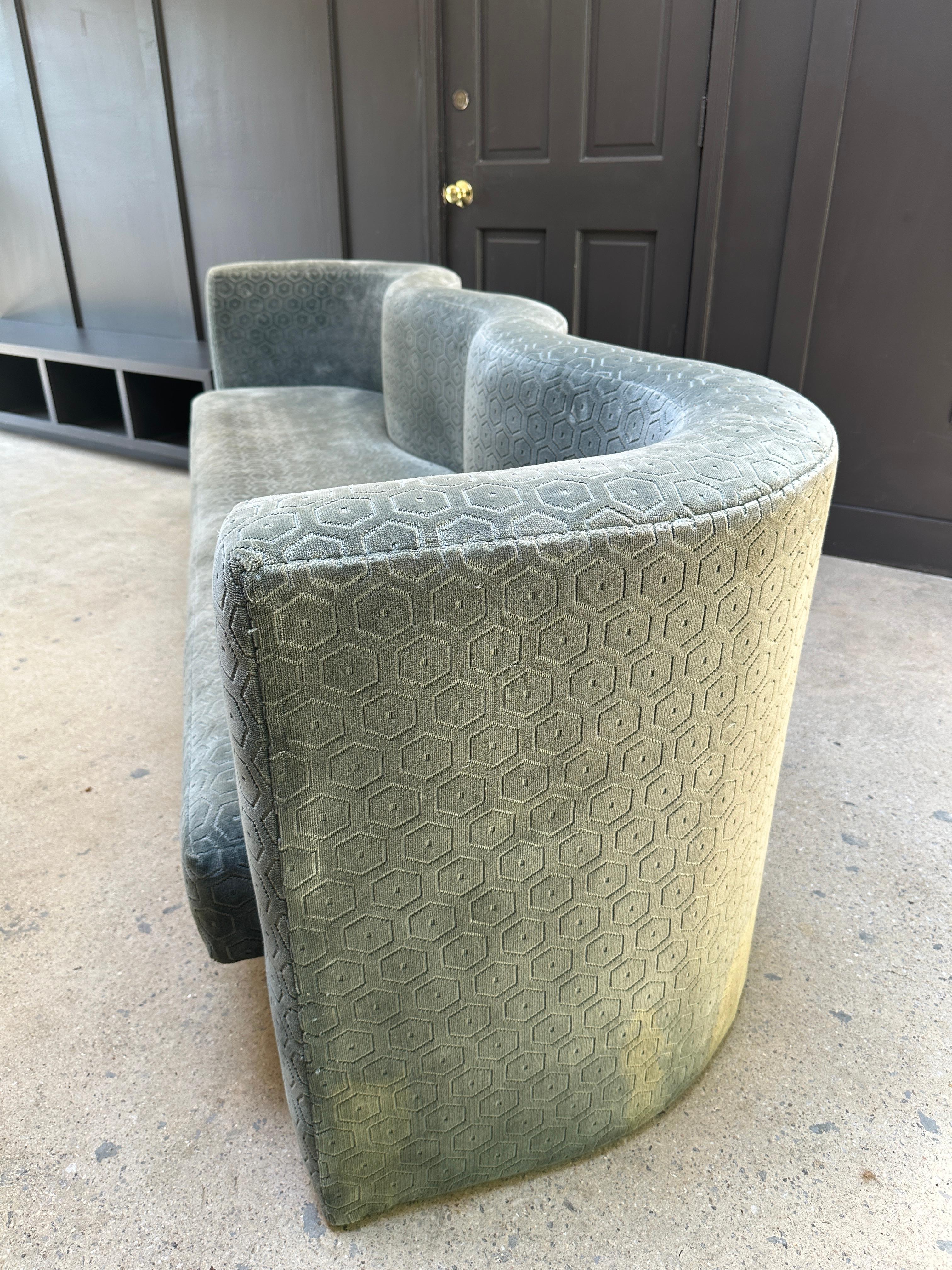 Post-Modern Vintage Sculptural Velvet Sofa