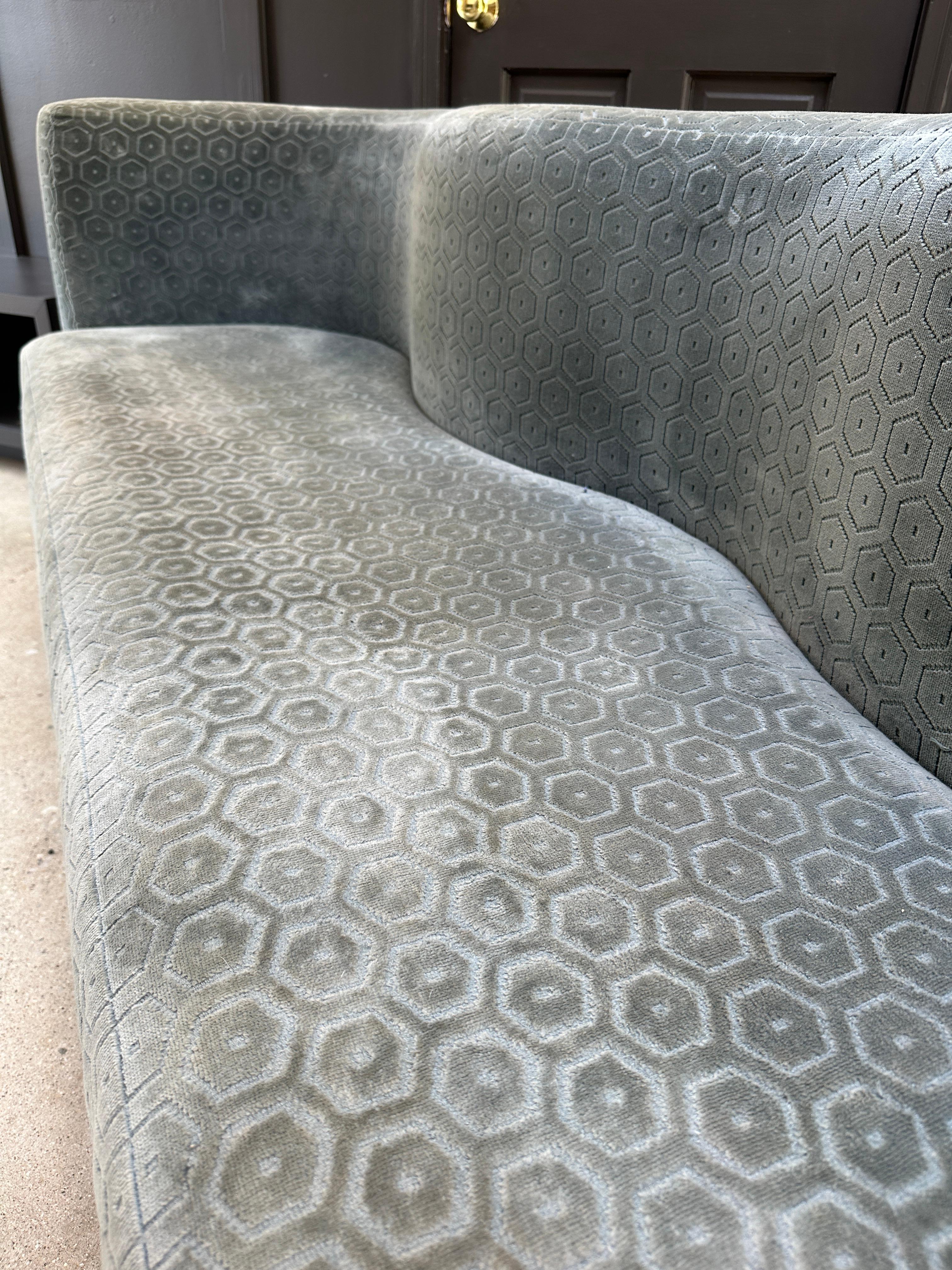 North American Vintage Sculptural Velvet Sofa