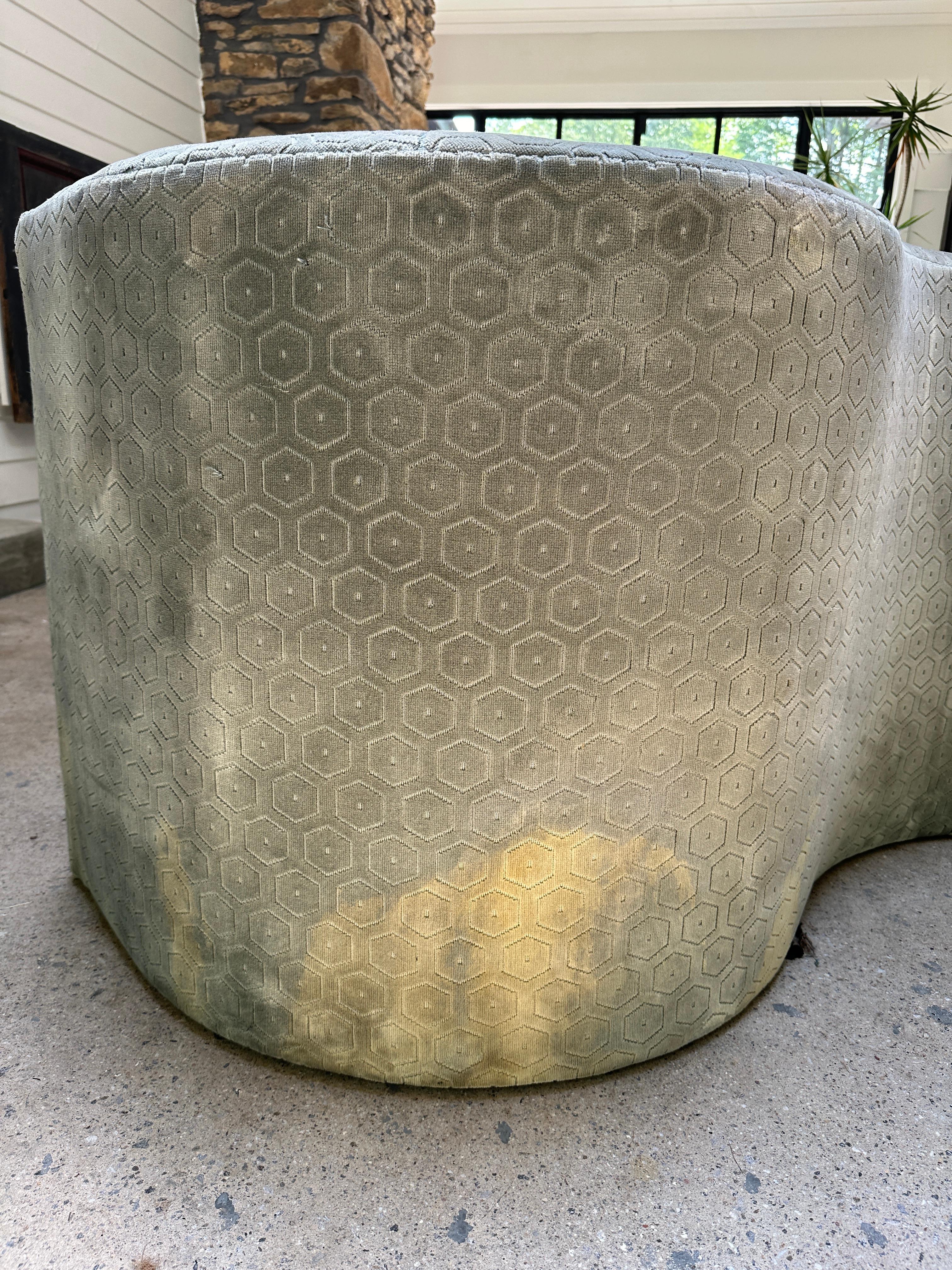 Late 20th Century Vintage Sculptural Velvet Sofa