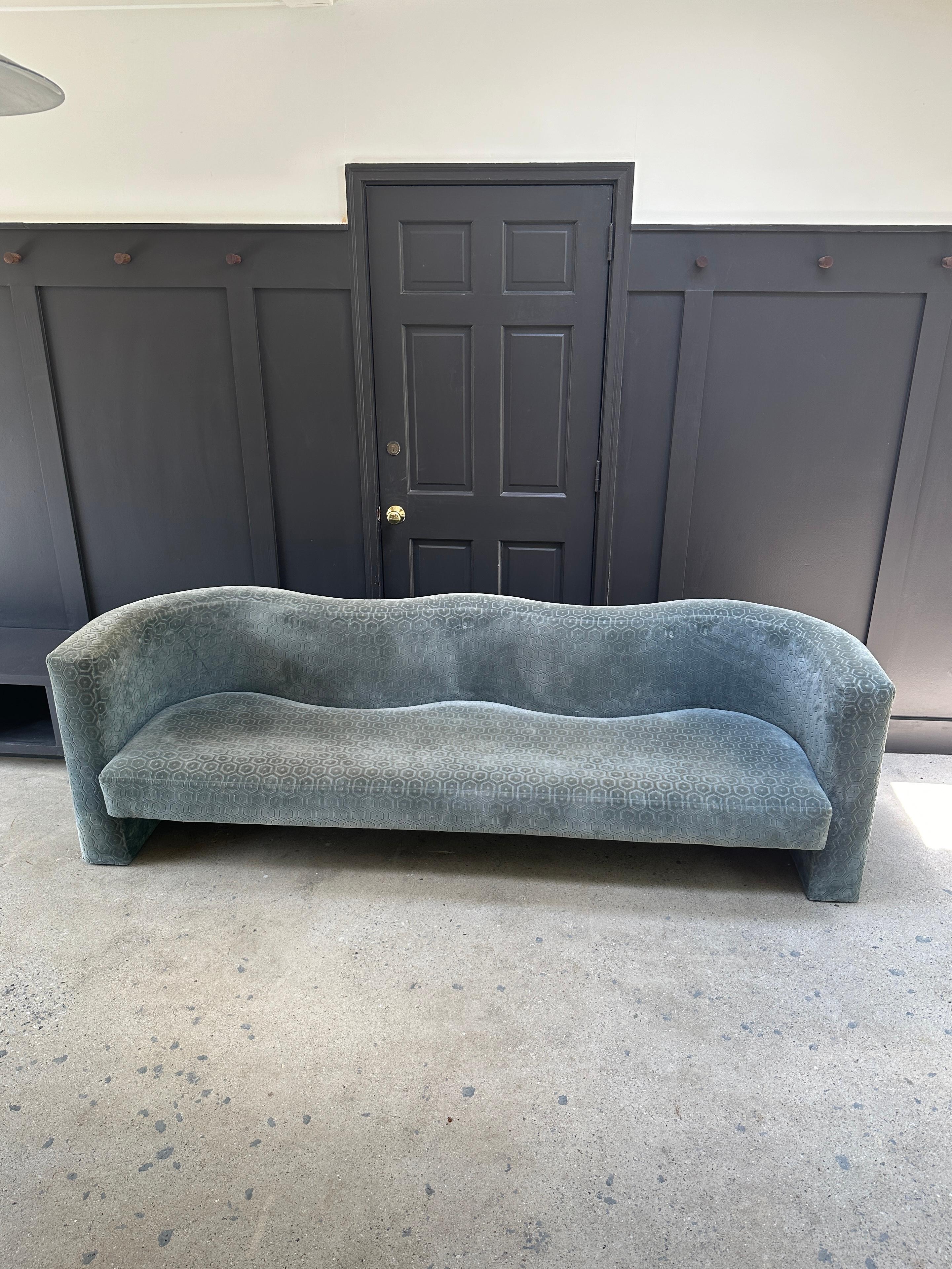 Vintage Sculptural Velvet Sofa 1