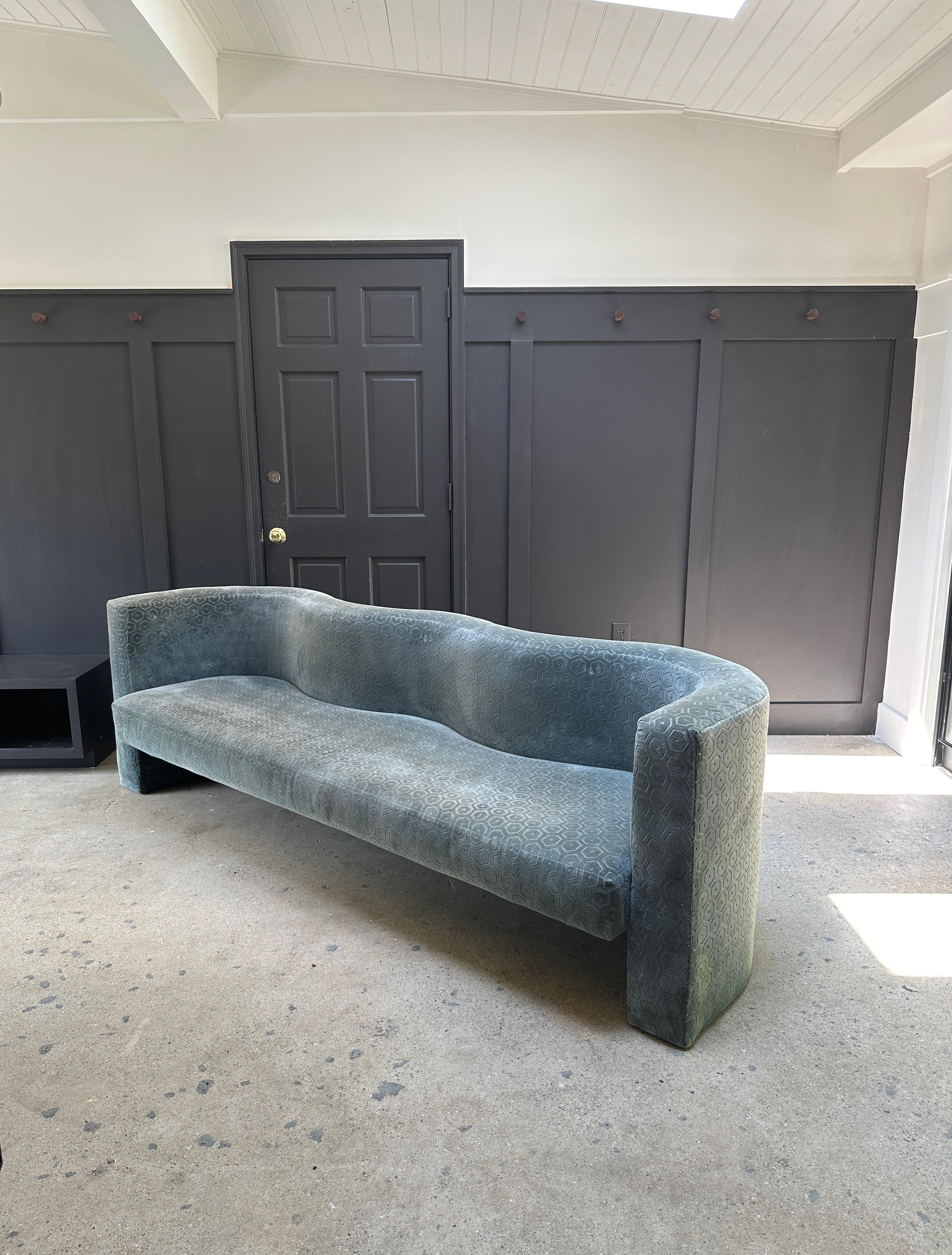 Vintage Sculptural Velvet Sofa 2