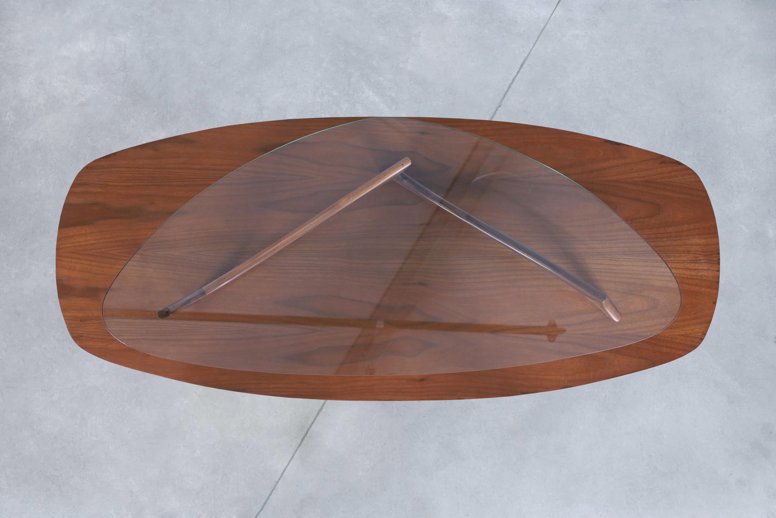Vintage Sculptural Walnut Coffee Table Styled After Vladimir Kagan For Sale 3