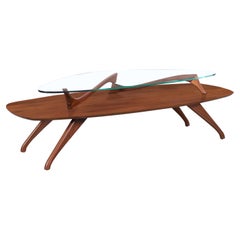 Used Sculptural Walnut Coffee Table Styled After Vladimir Kagan