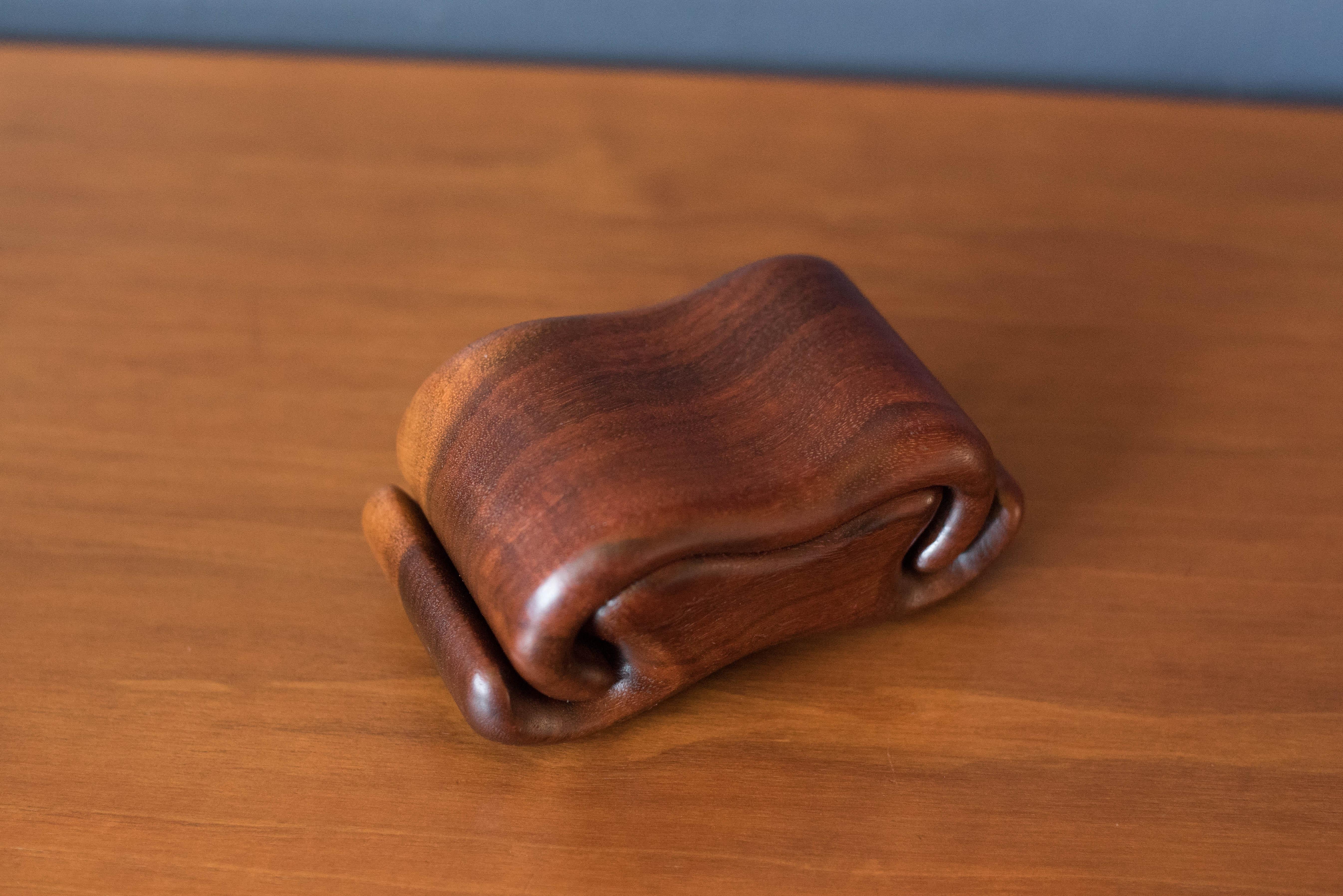 Mid-Century Modern Vintage Sculptural Walnut Jewelry Puzzle Box by Fred and Marilyn Buss