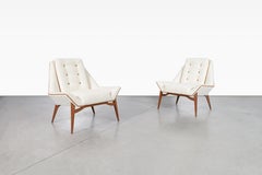 Vintage Sculptural Walnut Lounge Chairs