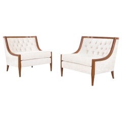 Vintage Sculptural Walnut Lounge Chairs in the Manner of Erwin Lambeth