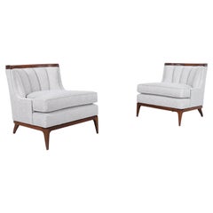 Vintage Sculptural Walnut Lounge Chairs in the Manner of Erwin Lambeth
