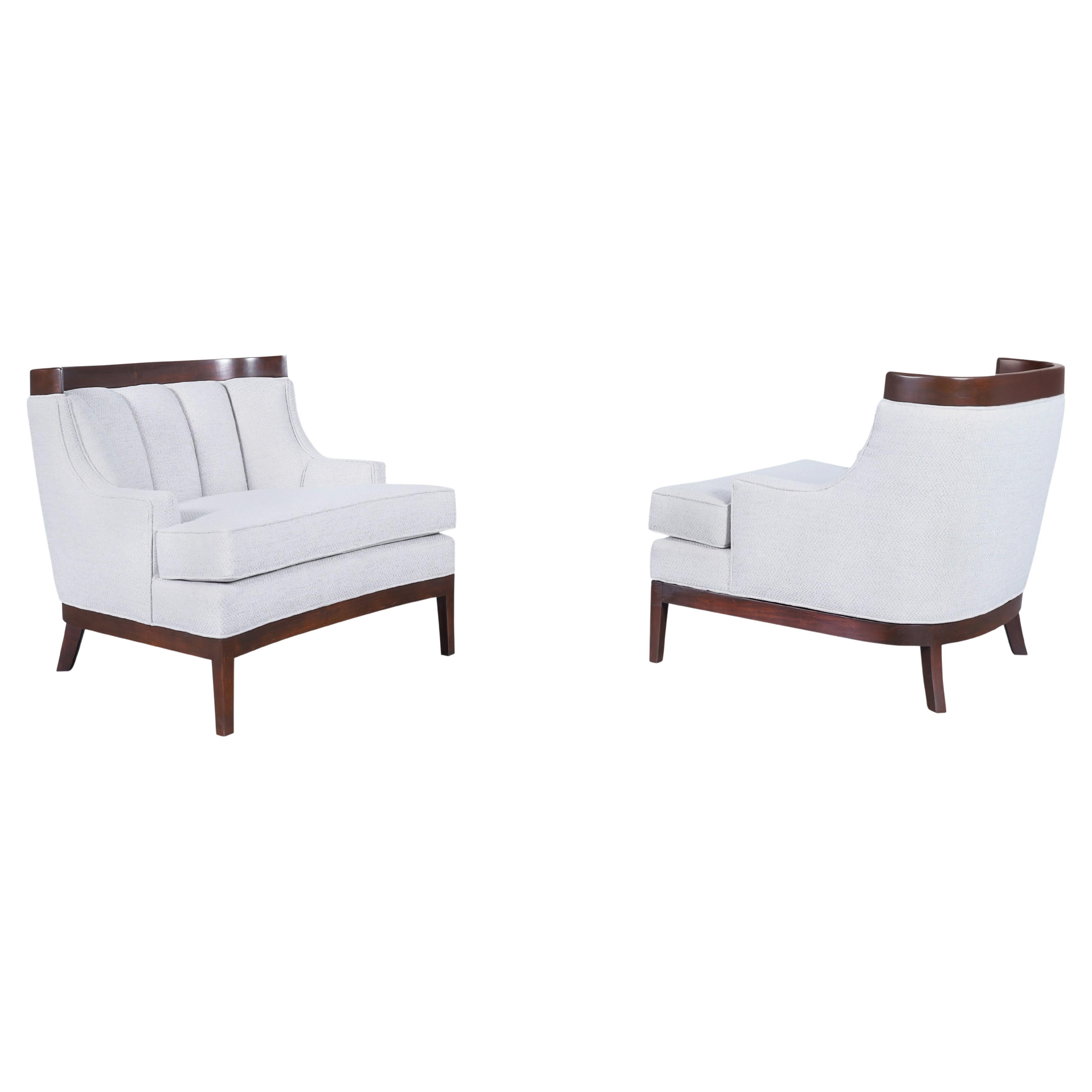 Vintage Sculptural Walnut Lounge Chairs in the Manner of Erwin Lambeth
