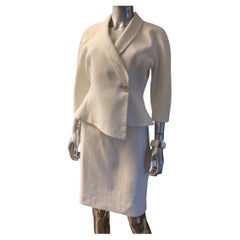 Vintage Sculptural White Two Piece Skirt Suit by Bicci Size 10