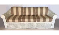 Vintage Sculptural White Wicker Sofa