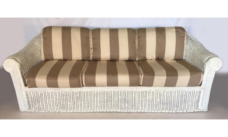 Vintage Sculptural White Wicker Sofa at 1stDibs