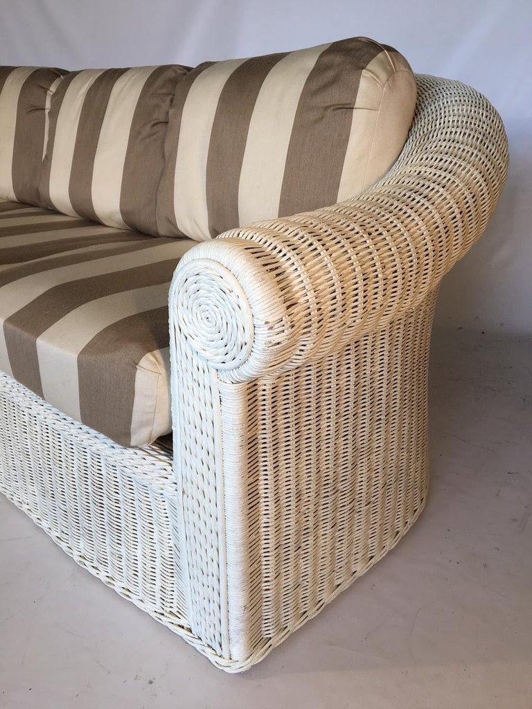 Vintage Sculptural White Wicker Sofa at 1stDibs