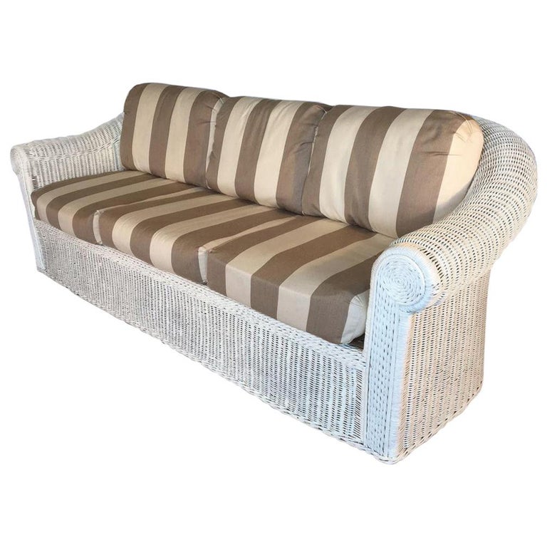 Vintage Sculptural White Wicker Sofa at 1stDibs