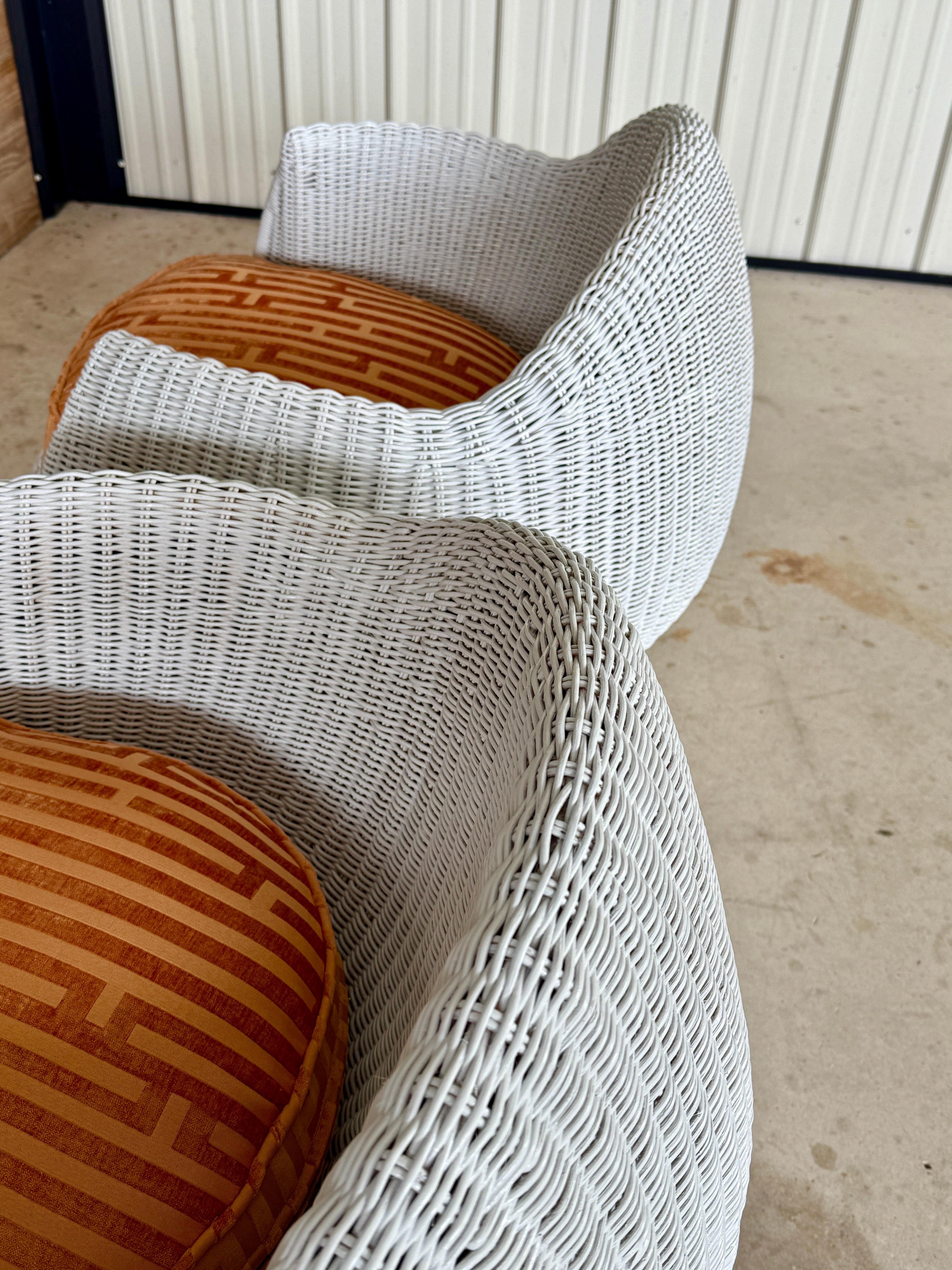 Unknown Vintage Sculptural Wicker Barrel Egg Pod Chairs in the Manner of Eero Aarnio
