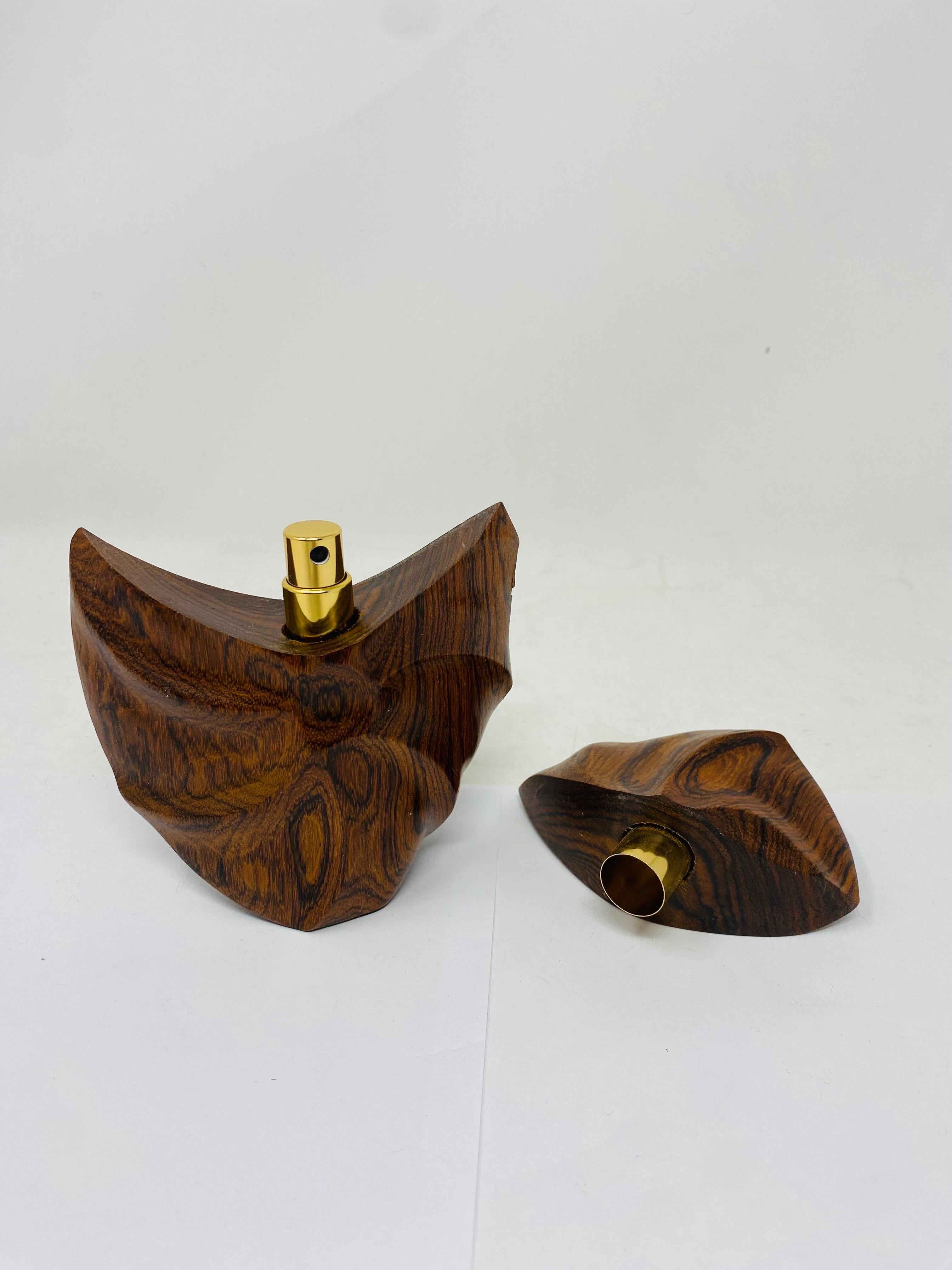 French Vintage Sculptural Wood Perfume Atomizer Made in France For Sale
