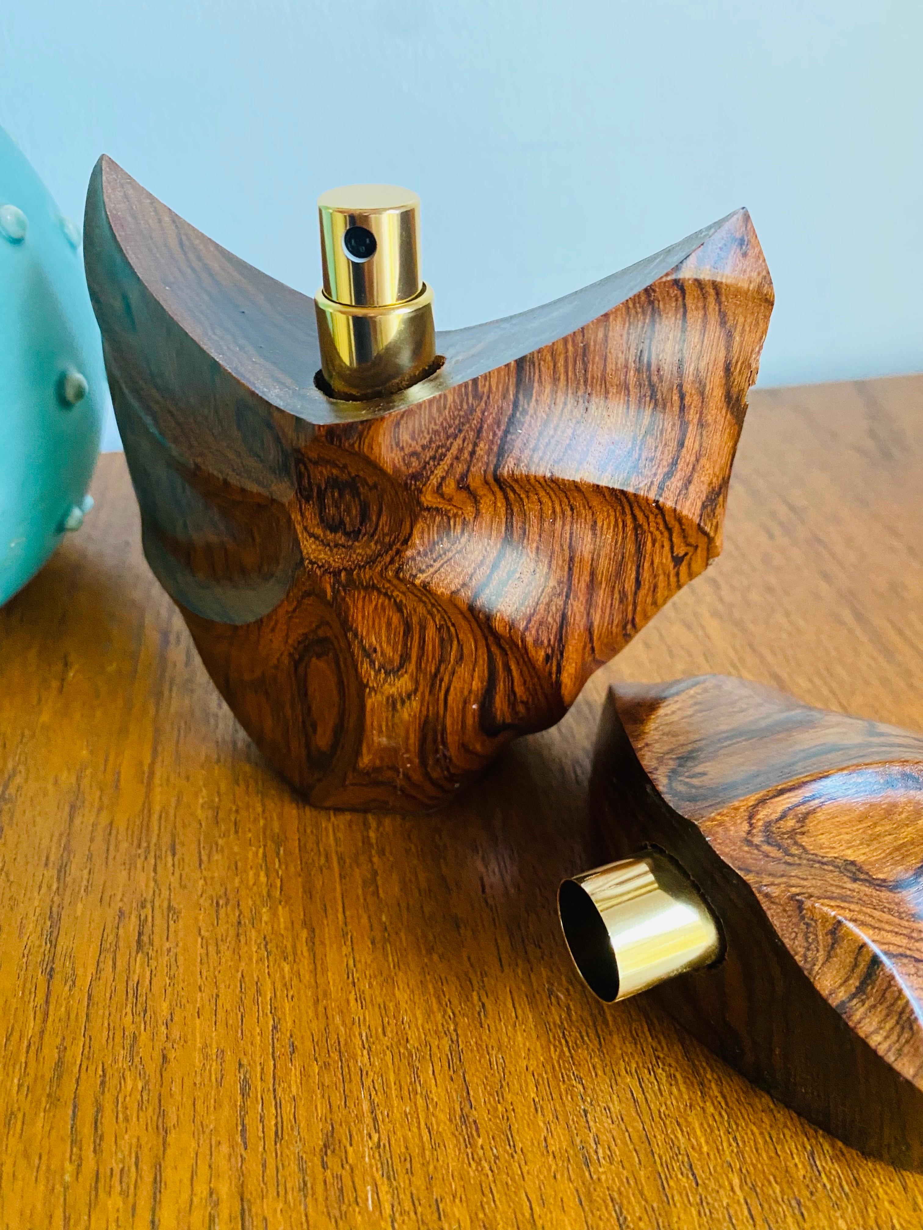 Vintage Sculptural Wood Perfume Atomizer Made in France For Sale 2