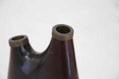 Vintage Sculpture Flower Holder in Wood and Brass by Aldo Tura