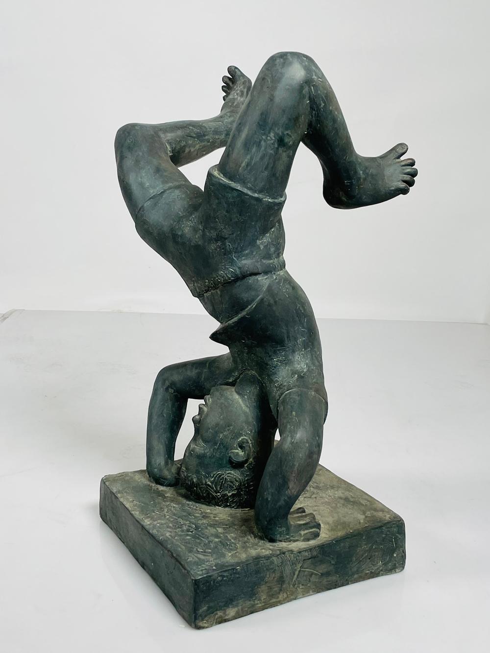 Mid-Century Modern Vintage Sculpture of a Boy Doing a Handstand For Sale