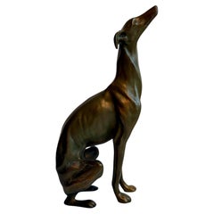 Vintage Sculpture of a Whippet / Greyhound Dog, c. 1970's