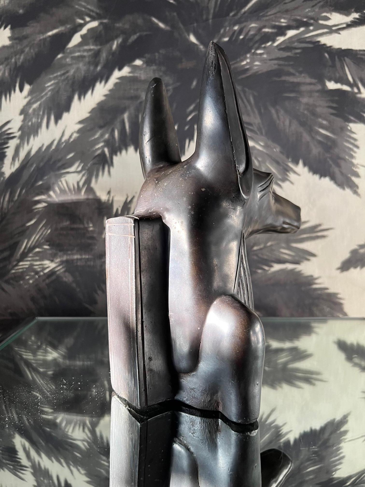 Vintage Sculpture of Egyptian God Anubis in Black Resin Marble, c. 1985 5