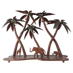 Vintage Sculpture of Vienna, Palm Trees Giraffe and Elephants