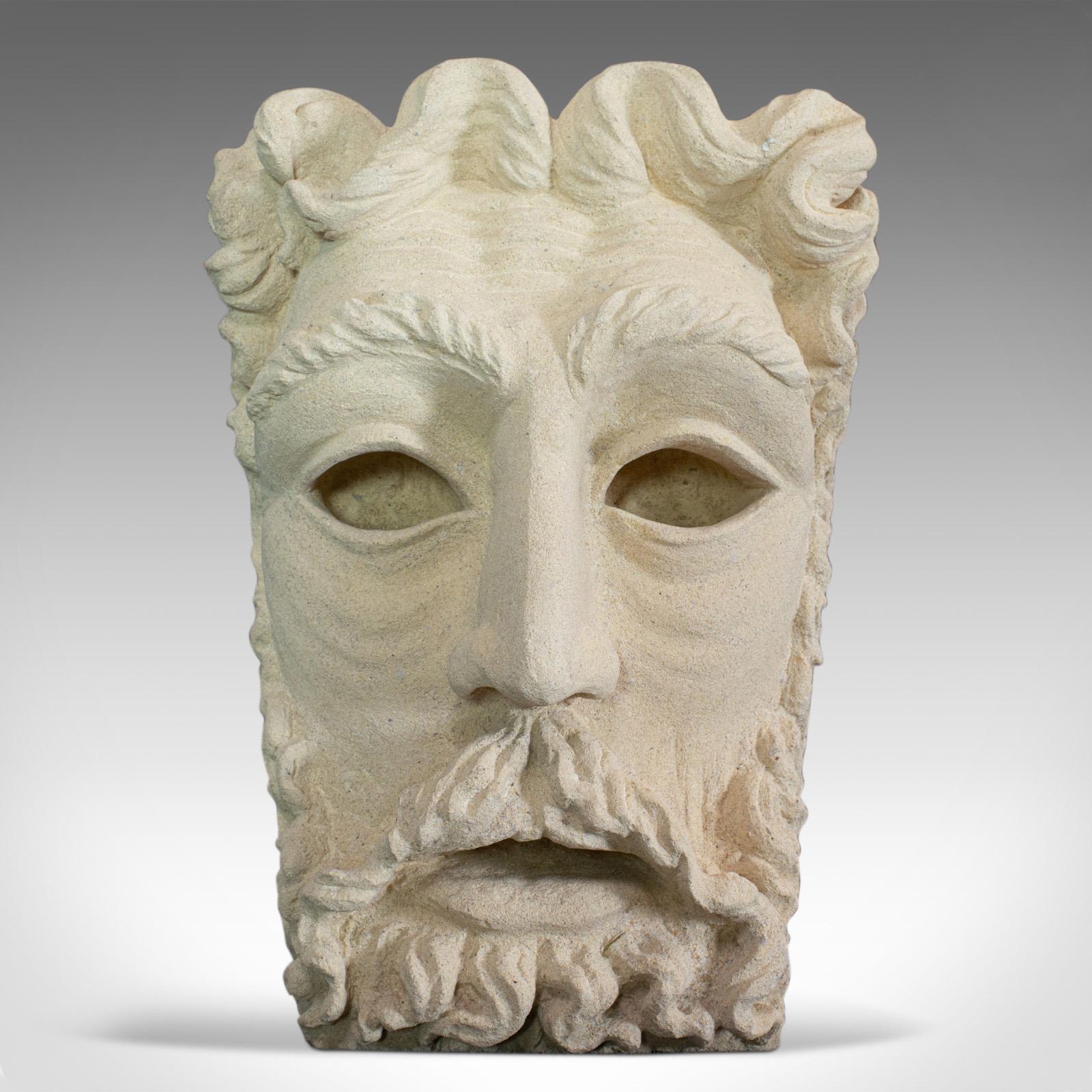Vintage Sculpture, Poseidon, Dominic Hurley, English, Bath Stone, Greek God 6