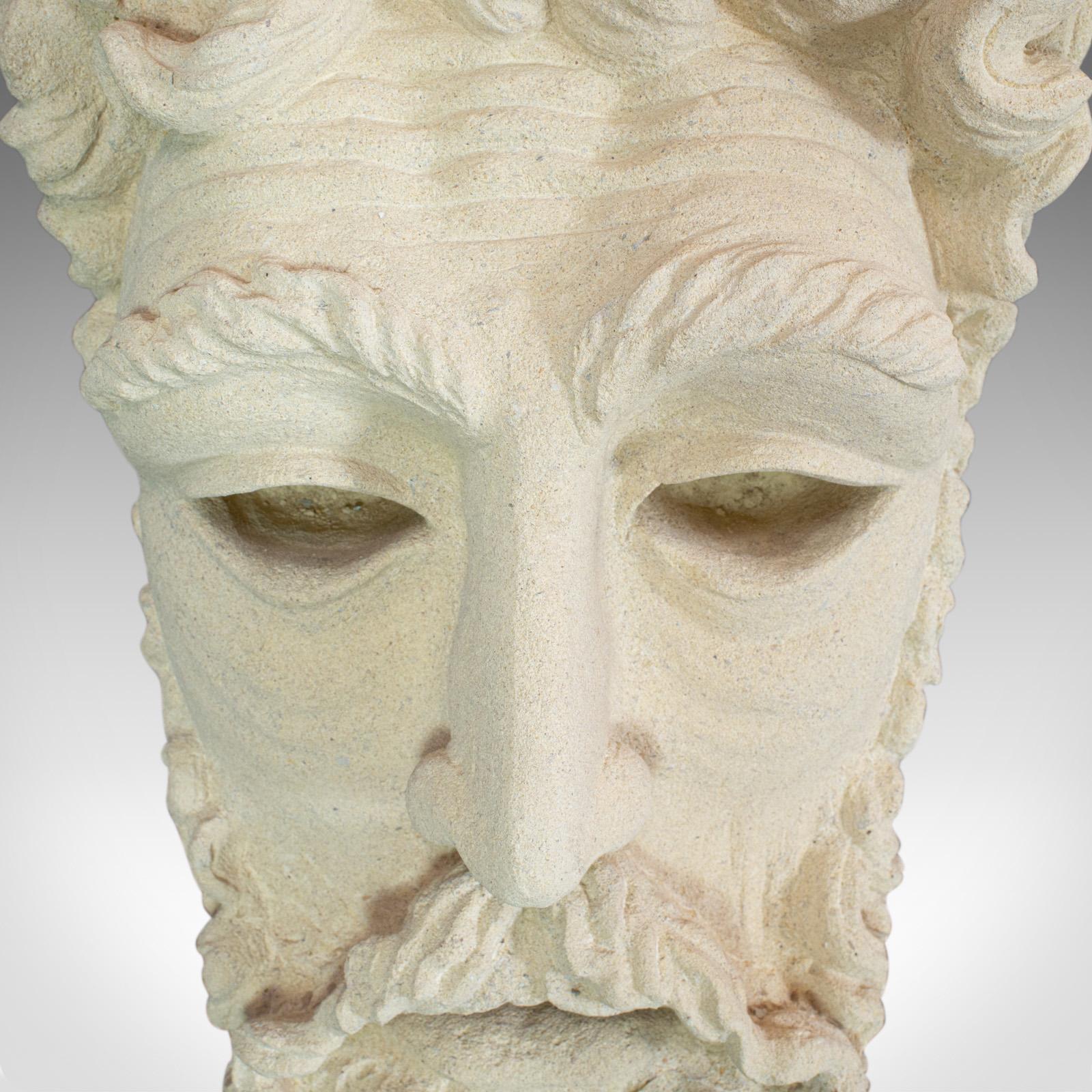 Vintage Sculpture, Poseidon, Dominic Hurley, English, Bath Stone, Greek God 1