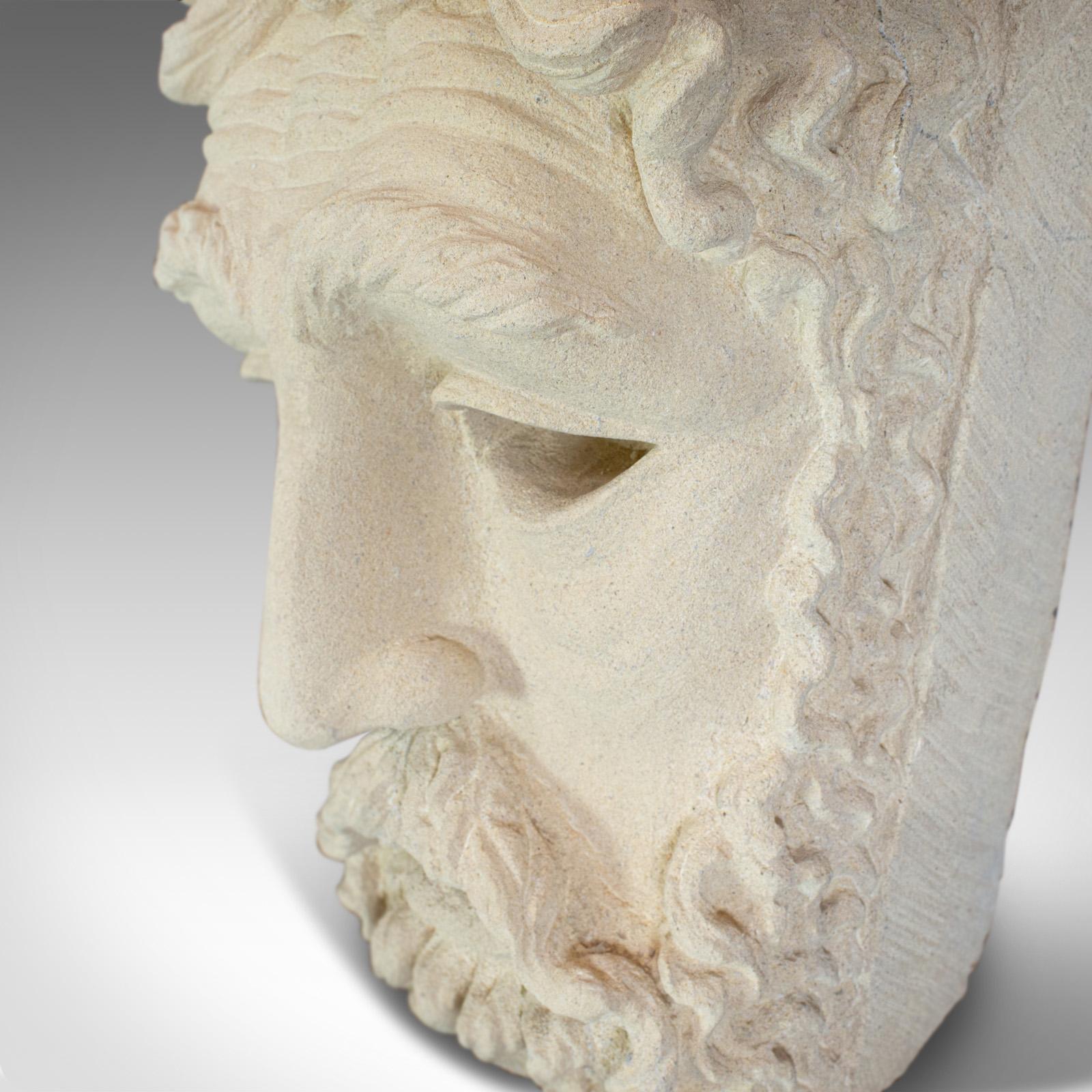 Vintage Sculpture, Poseidon, Dominic Hurley, English, Bath Stone, Greek God 2