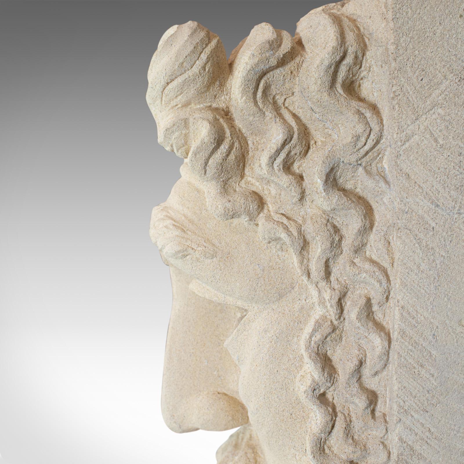 Vintage Sculpture, Poseidon, Dominic Hurley, English, Bath Stone, Greek God 3